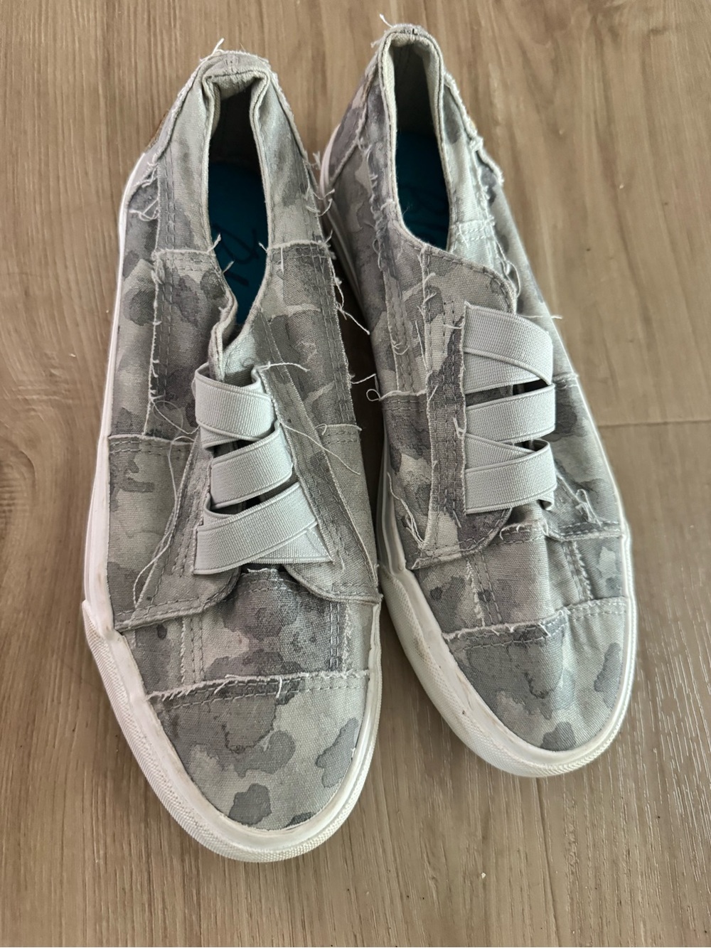 Women’s Blowfish Casual Slip-On Sneakers in Light Gray Camouflage